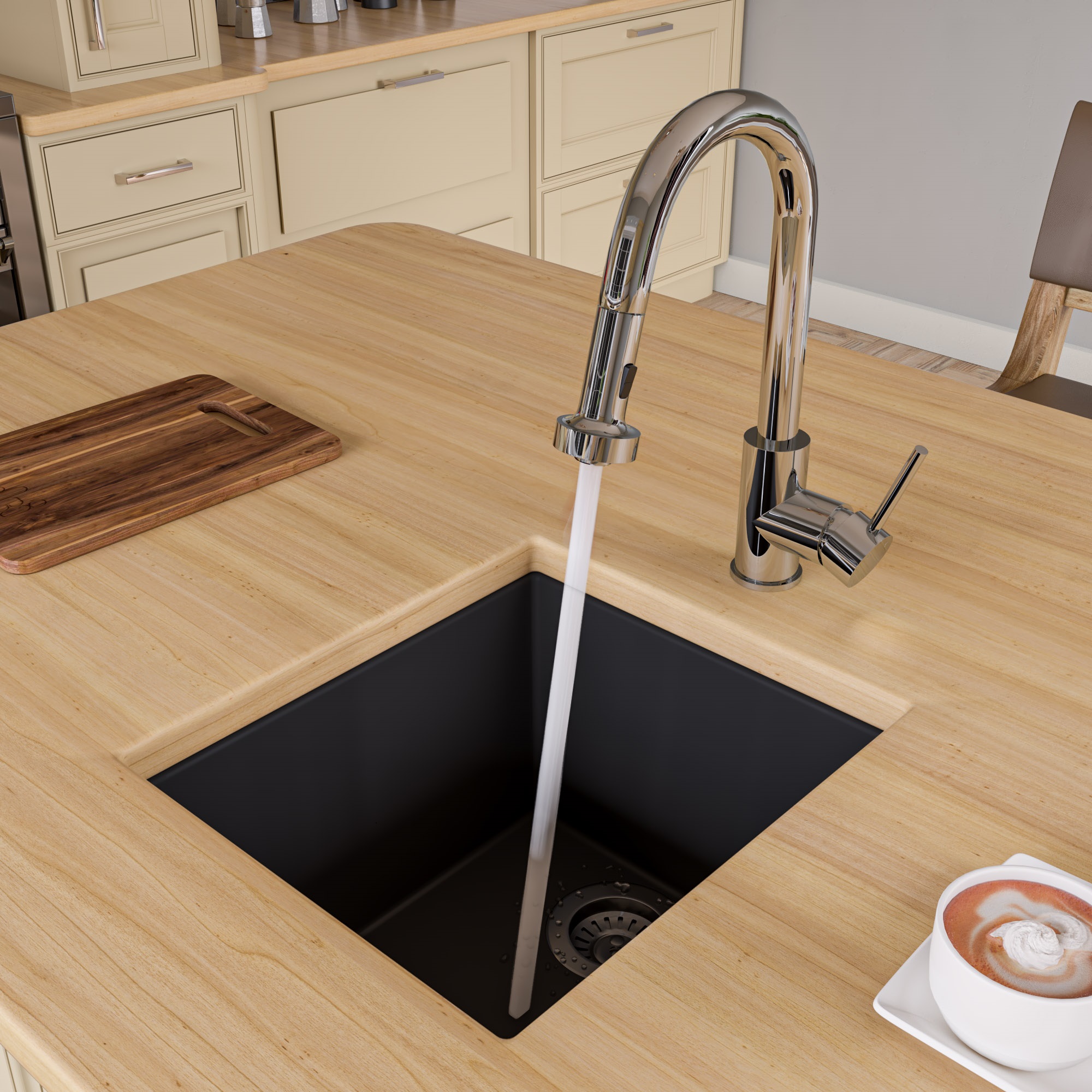 Picture of ALFI Brand AB1720UM-BLA Undercount Rectangular Granite Composite Kitchen Prep Sink - Black- 17 in.