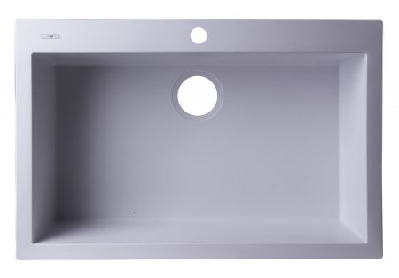 Picture of ALFI Brand AB3020DI-W Drop-In Single Bowl Granite Composite Kitchen Sink - White- 30 in.