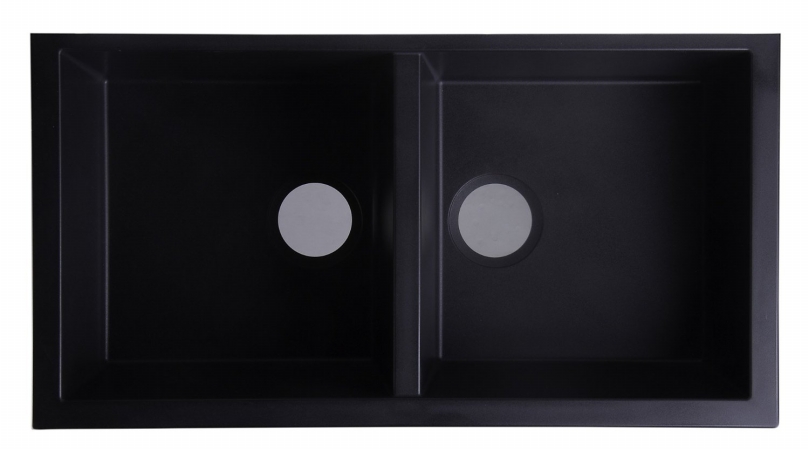 AB3420UM-BLA Undercount Double Bowl Granite Composite Kitchen Sink - Black, 34 in -  ALFI brand