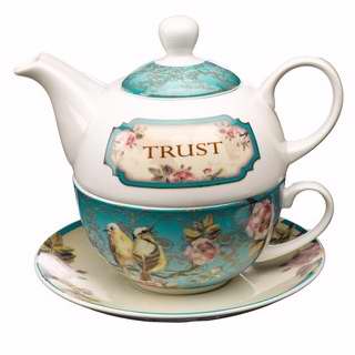 Picture of Christian Art Gifts 363229 Tea Set - Tea For One & Trust With Gift Box