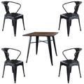 AmeriHome BSSET32 Loft Glossy Black Metal Dining Set of 5 AmeriHome BSSET32 Loft Glossy Black Metal Dining Set of 5