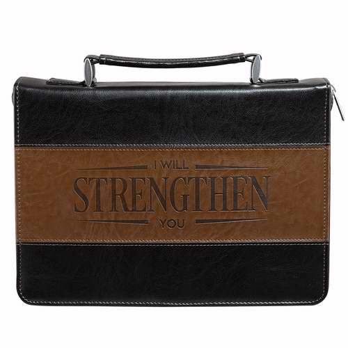 Picture of Christian Art Gifts 694196 Bible Cover-Classic & Strength- Large - Black & Brown