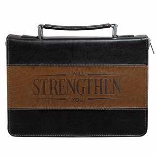 Bible Cover-Classic & Strength, Medium - Black & Brown