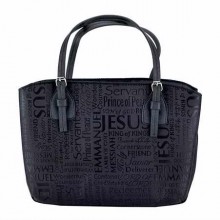 White Dove Designs 66007 Bible Cover-Wedge Shape-Names Of Jesus Jacquard, Large-Black