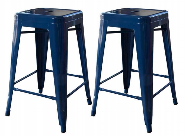 Picture of AmeriHome BS24BLUE Loft Blue 24 in. Metal Bar Stool - 2 Piece