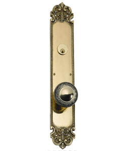 Picture of BRASS Accents  D04-K322D-LRL-619 Fluer De Lis Plate Double Dummy Satin Nickel