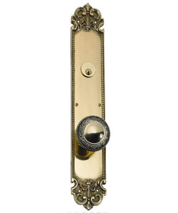 Picture of BRASS Accents  D04-K322G-LRL-619 Fluer De Lis Plate Set 2-.37 in. Privacy Satin Nickel