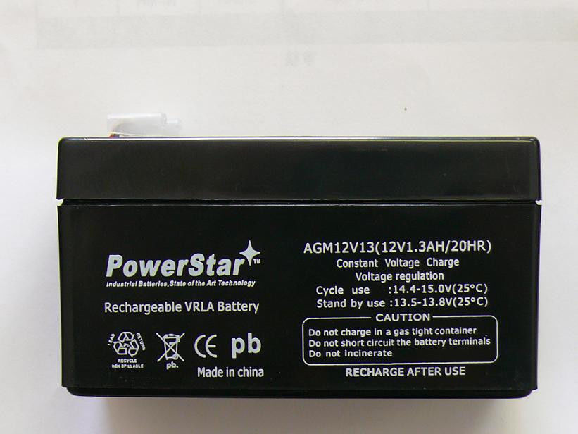 Picture of PowerStar AGM1213-11 Replacement Werker 12V&#44; 1.3Ah AGM Battery With 0.187 Terminal - WKA12-1.3F