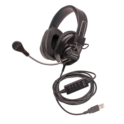 Picture of Califone International 3066USB-BK Deluxe Black Stereo Headset with USB Plug