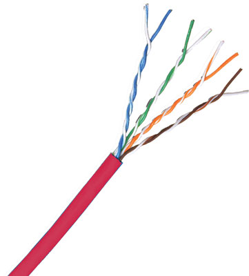 CAT6SHRED-1000 Cat 6 550 MHz Shielded Solid Red Bulk Cable 1000 ft.