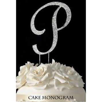 Picture of De Yi Enterprise 33015-P Monogram Cake Toppers - Silver Rhinestone - P