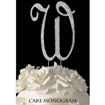 Picture of De Yi Enterprise 33015-W Monogram Cake Toppers - Silver Rhinestone - W