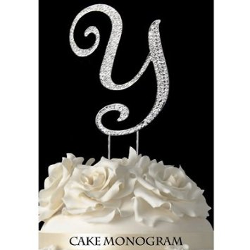 Picture of De Yi Enterprise 33015-Y Monogram Cake Toppers - Silver Rhinestone - Y