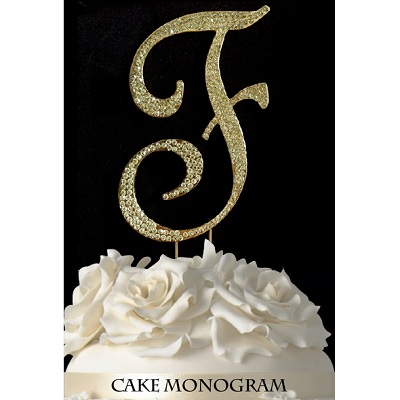 Picture of De Yi Enterprise 33015-Fg Monogram Cake Toppers - Gold Rhinestone - F