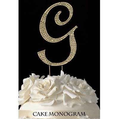 Picture of De Yi Enterprise 33015-Gg Monogram Cake Toppers - Gold Rhinestone - G