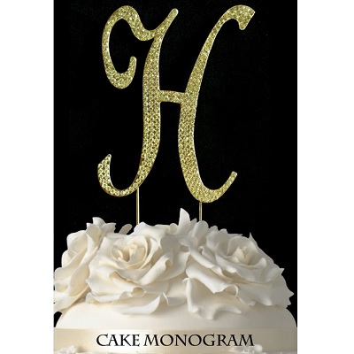 Picture of De Yi Enterprise 33015-Hg Monogram Cake Toppers - Gold Rhinestone - H