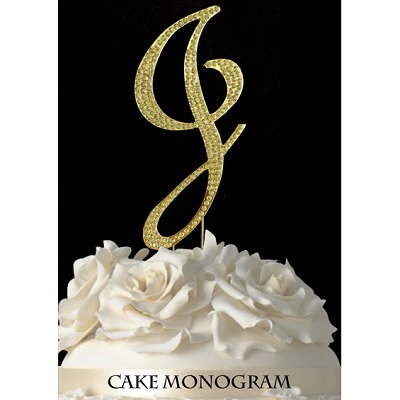Picture of De Yi Enterprise 33015-Jg Monogram Cake Toppers - Gold Rhinestone - J