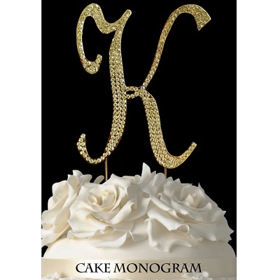 Picture of De Yi Enterprise 33015-Kg Monogram Cake Toppers - Gold Rhinestone - K