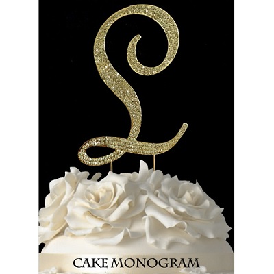 Picture of De Yi Enterprise 33015-Lg Monogram Cake Toppers - Gold Rhinestone - L