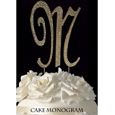 Picture of De Yi Enterprise 33015-Mg Monogram Cake Toppers - Gold Rhinestone - M