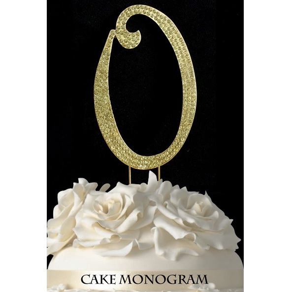 Picture of De Yi Enterprise 33015-Og Monogram Cake Toppers - Gold Rhinestone - O