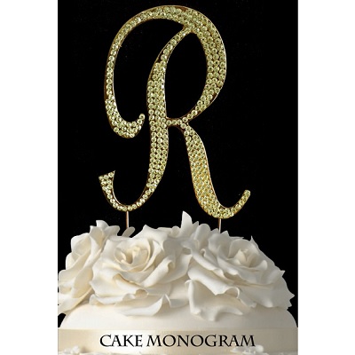 Picture of De Yi Enterprise 33015-Rg Monogram Cake Toppers - Gold Rhinestone - R