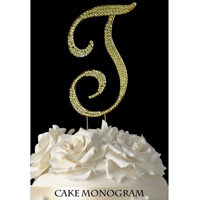 Picture of De Yi Enterprise 33015-Tg Monogram Cake Toppers - Gold Rhinestone - T