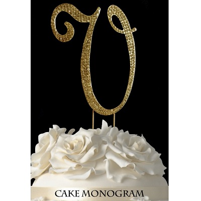 Picture of De Yi Enterprise 33015-Vg Monogram Cake Toppers - Gold Rhinestone - V