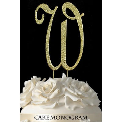 Picture of De Yi Enterprise 33015-Wg Monogram Cake Toppers - Gold Rhinestone - W