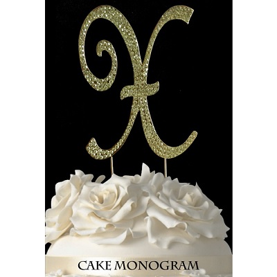 Picture of De Yi Enterprise 33015-Xg Monogram Cake Toppers - Gold Rhinestone - X
