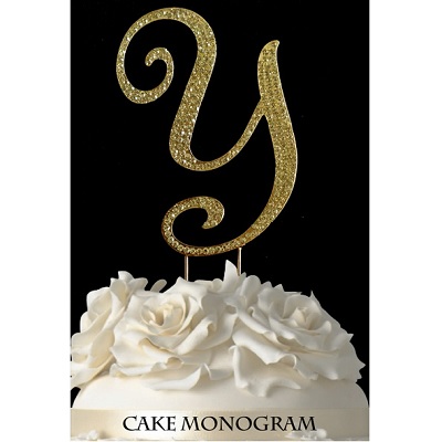 Picture of De Yi Enterprise 33015-Yg Monogram Cake Toppers - Gold Rhinestone - Y