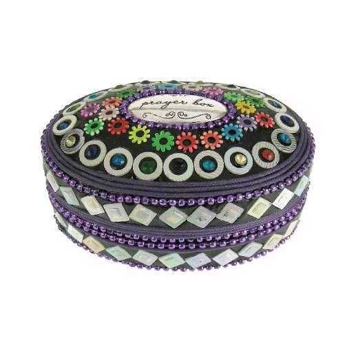 Picture of Alexas Angels 12947X Oval Prayer Box-Beaded&#44; Purple