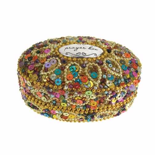 Picture of Alexas Angels 129480 Oval Prayer Box-Beaded&#44; Gold
