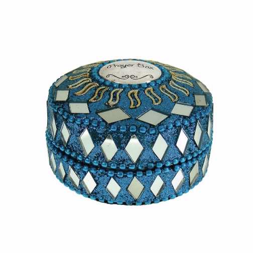Picture of Alexas Angels 129483 Round Prayer Box-Beaded&#44; Blue