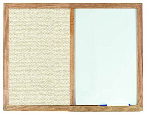 Picture of Aarco Products FCO1824H Oak Frame Combination Beige Fabric Tack Board - 18 H x 24 W in.