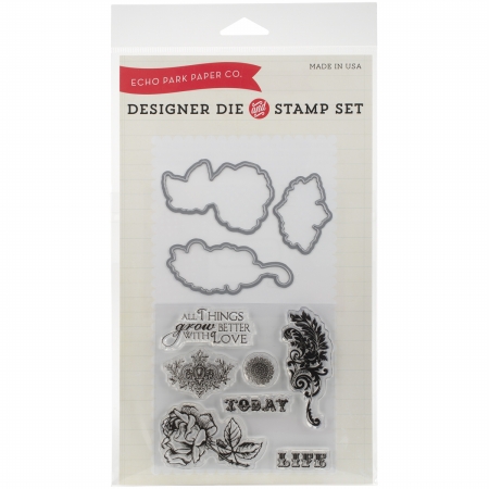 Echo Park Paper 295615 Die & Stamp Combo Set - Things Grow Better With Love -  Eco Park Paper