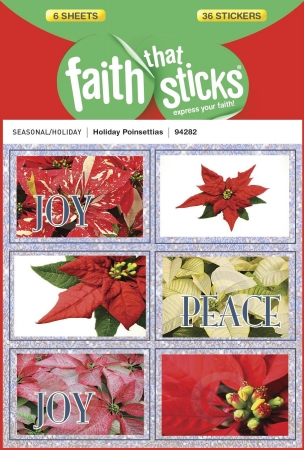 Picture of Tyndale House Publishers 10328X Sticker - Holiday Poinsettias 6 Sheets