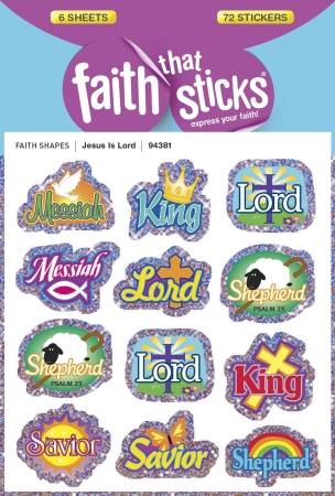 Sticker - Jesus Is Lord Sparkly 6 Sheets