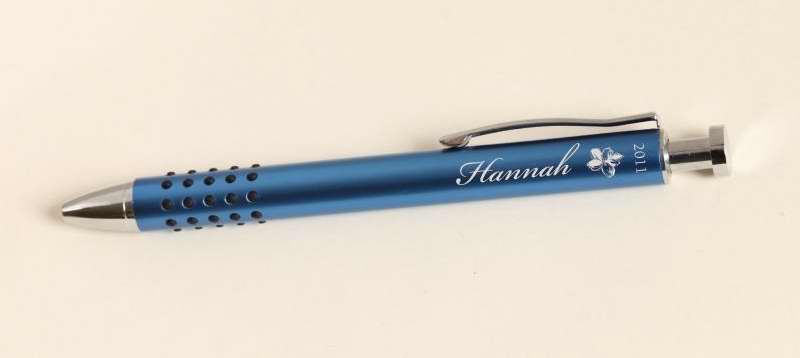 131444 Engravable Ballpoint Pen - Aluminum, Blue & Silver