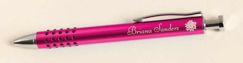 131447 Engravable Ballpoint Pen - Aluminum, Pink & Silver