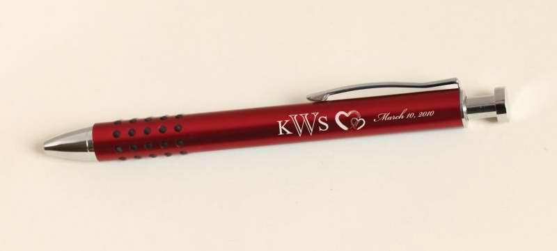 101203 Engravable Ballpoint Pen- Aluminum, Red & Silver