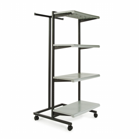 K410 - GY Frame With 4-24 in. Shelves And 1 T-Stand 1 in. Square Tubing - Gray -  Econoco, K410/GY