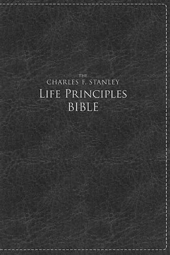 101855 NKJV Charles Stanley Life Principles Bible & Large Print-Rich Black LeatherSoft Indexed -  Nelson Bibles