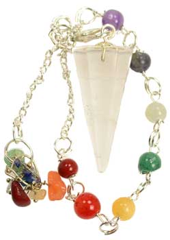 GP7CQ Clear Quartz 7 Chakra Pendulum