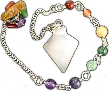 GP7SEL Selenite 7 Chakra Pendulum