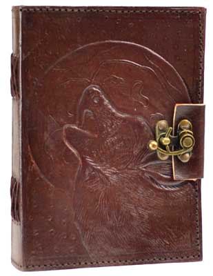 Picture of AzureGreen BBBL431 Wolf Moon Leather Blank Book With Latch