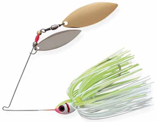 Booyah Double Willow Spinnerbait - White-Chartreuse - 0.5 oz.