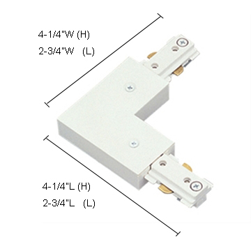 Jesco Lighting  L-Connector with Power Feed- Satin Chrome