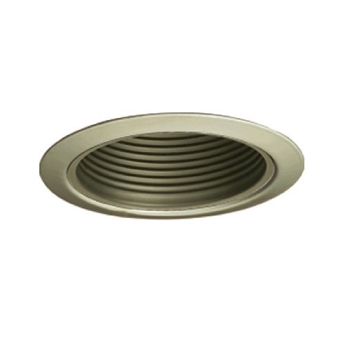 Aperture Line Voltage Trim Recessed Light, Metal Step Baffle, All Satin Chrome Finish 5 in.