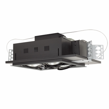 4 - Light Double Gimbal Square Recessed Line Voltage Fixture.